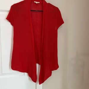 EILEEN FISHER Linen Open Weave Short Sleeve Drape Open Front Cardigan XS